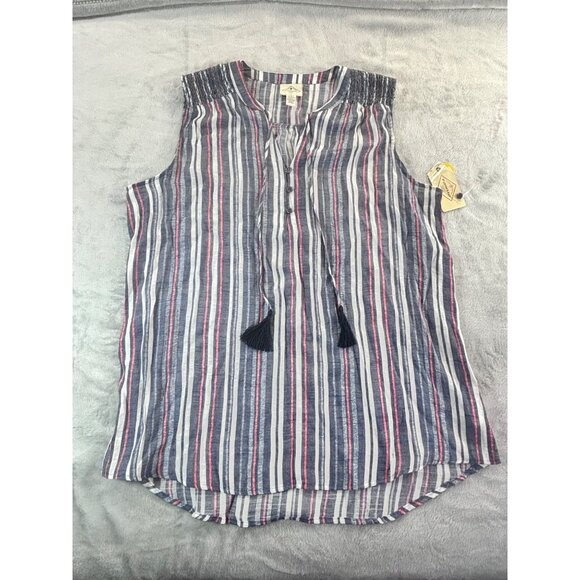 St. John's Bay Blouse Women's XL Sleeveless Striped Top NWT - Picture 2 of 10